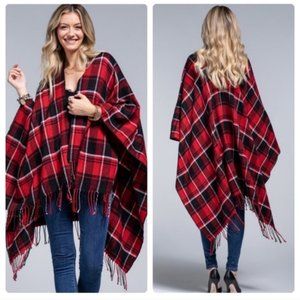 Soft Buffalo Plaid Ruana Poncho